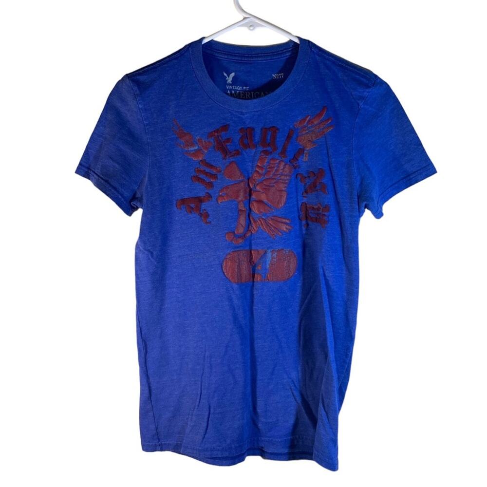 American Eagle Outfitters Tee Shirt Blue Red Vintage Fit Size XS - Picture 1 of 5